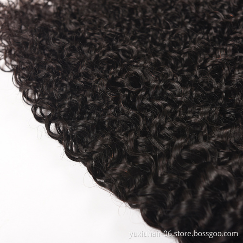 Virgin Brazilian Kinky Curly Human Hair Bundles With Frontal Unprocessed Row Remy Hair No Tangle Cuticle Aligned Hair